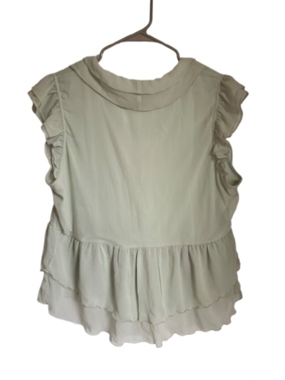 Haver + Blair London Large Sage Green Ruffle Tiered Blouse NWT - Picture 2 of 4